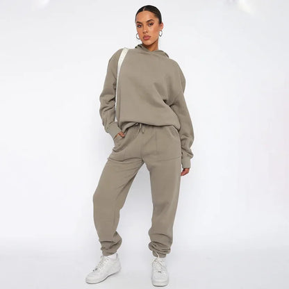 Bellanica - Women's Solid Hooded Sweatshirt Set