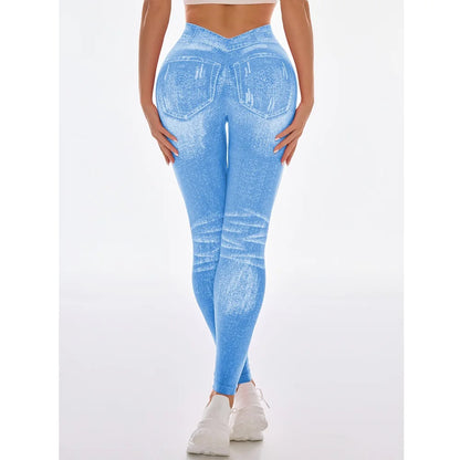 Bellanica - Seamless Faux Jeans Fitness Leggings