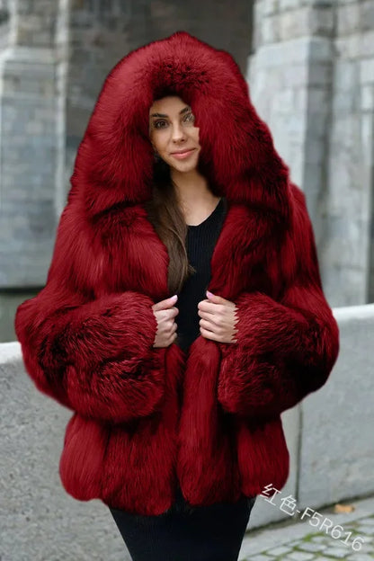 Bellanica - Warmth Fox Fur Coat Women's Large Size