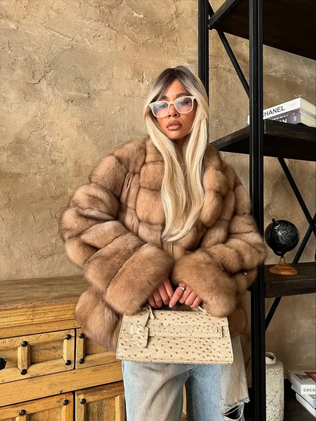 Bellanica - Fashion Patchwork Faux Fur Coat Jacket