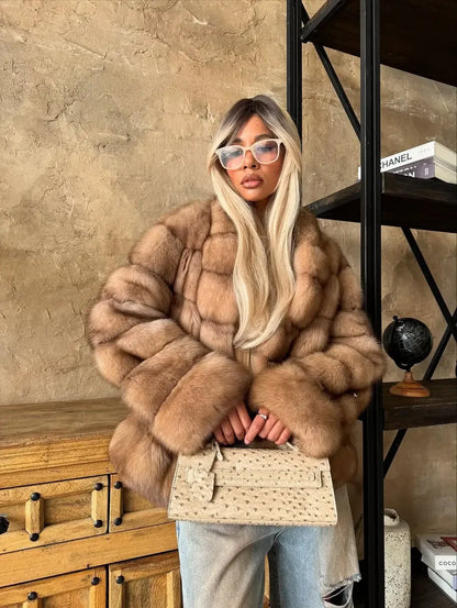 Bellanica - Fashion Patchwork Faux Fur Coat Jacket