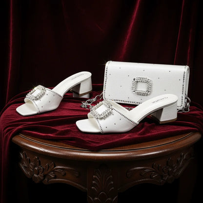 Rhinestone Heels with Luxury Handbag