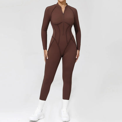 Bellanica - Seamless Zipper Yoga Gym Jumpsuit