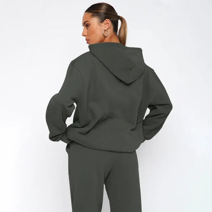 Bellanica - Women's Solid Hooded Sweatshirt Set