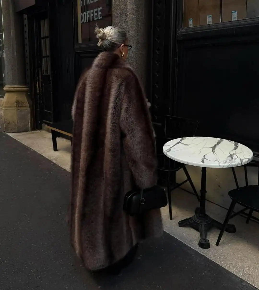 Bellanica - Women's Casual Lapel Faux Fur Long Coat