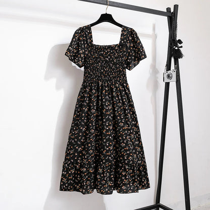 Bellanica - Floral Chiffon Pleated Midi Dress