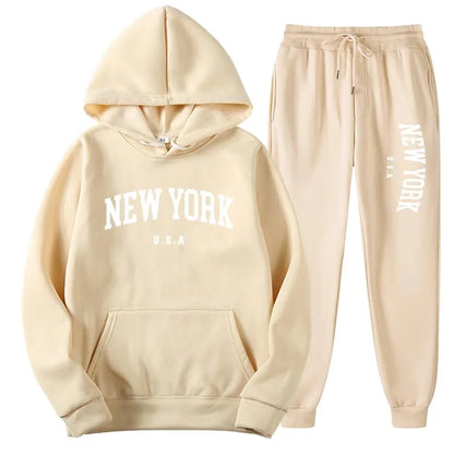Bellanica - New York Print Casual Hoodie Set