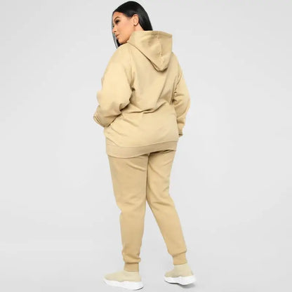 Bellanica - Loose Plus-Size Hooded Sweater Suit