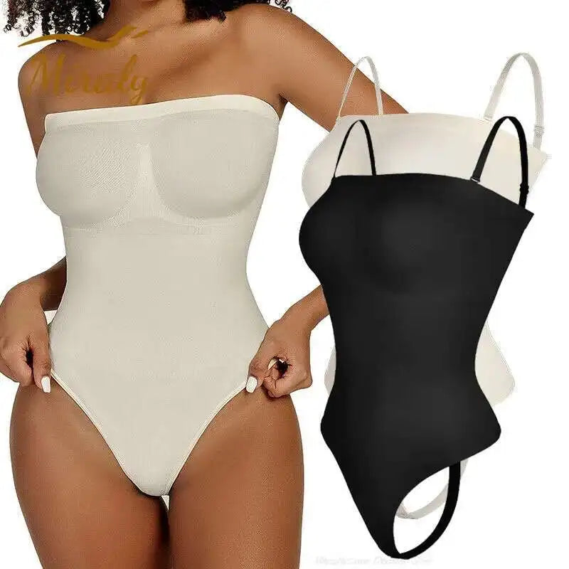 Strapless Seamless Tummy-Control Bodysuit - side view