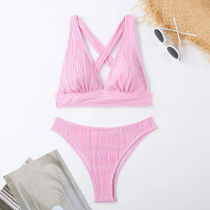 Bellanica - Crinkled High-Cut Bikini Set