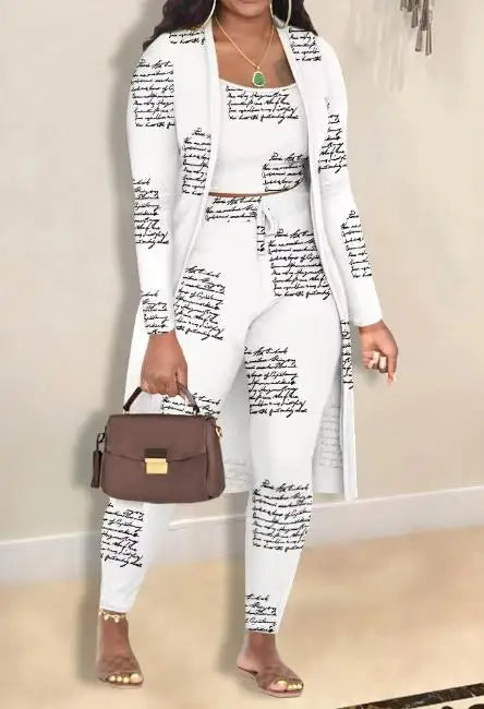 Women's Striped Three-Piece Pants Outfit Set