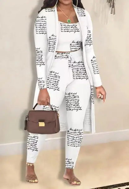 Women's Striped Three-Piece Pants Outfit Set