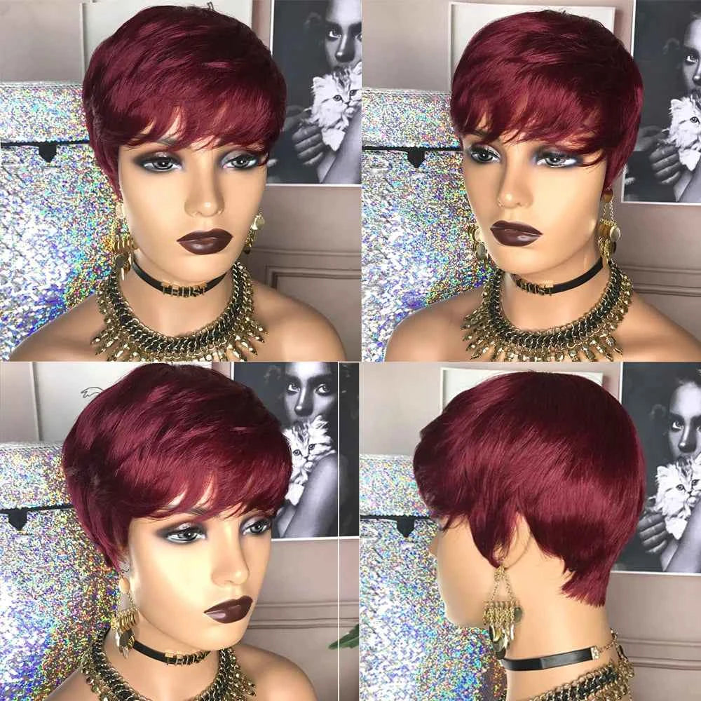 Short Black Pixie Cut Synthetic Wig for Women