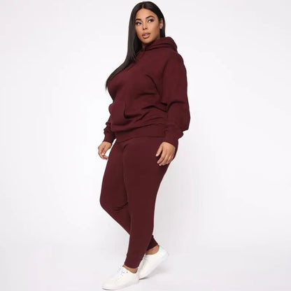 Bellanica - Loose Plus-Size Hooded Sweater Suit