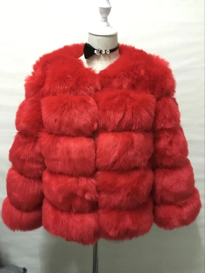 Bellanica - Faux Fur Women Coats Solid