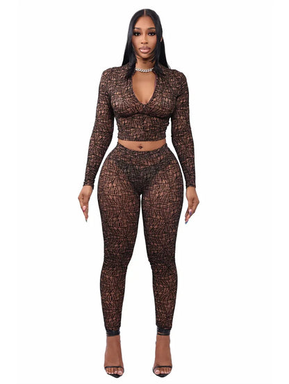 Bellanica - Ensemble deux pièces crop en maille transparente clubwear