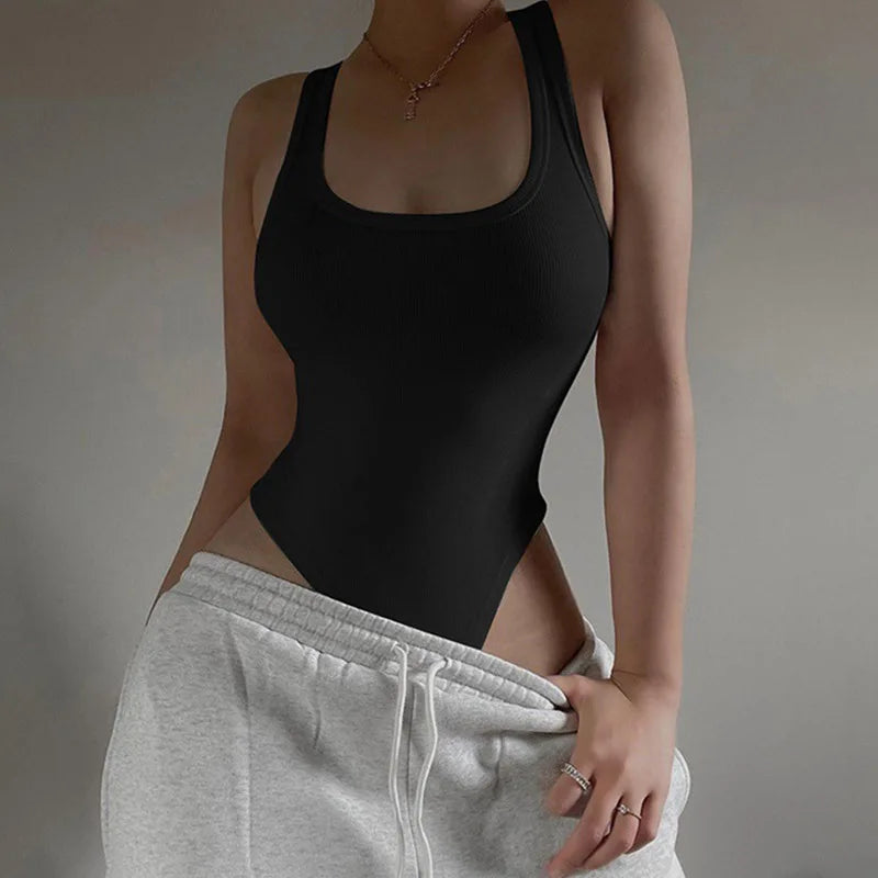 Bellanica - Sleeveless Sexy Knit Off-Shoulder Bodysuit