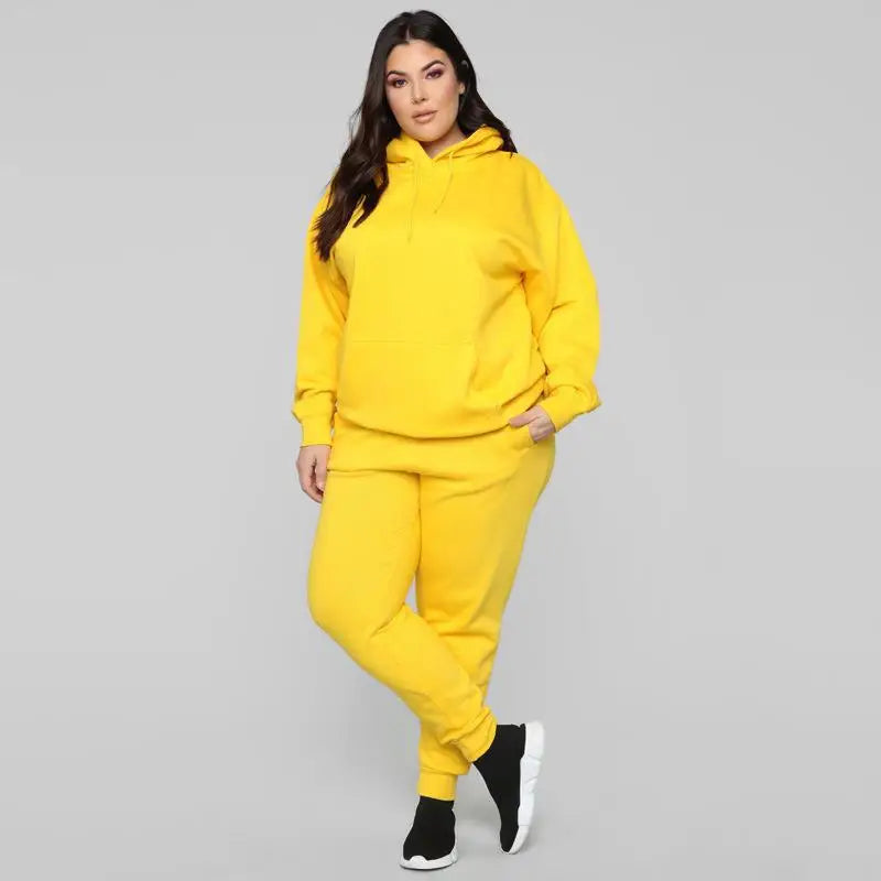 Bellanica - Loose Plus-Size Hooded Sweater Suit