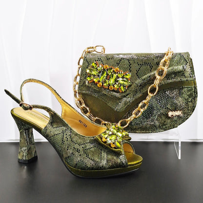 Bellanica - Talons à strass violets avec sac assorti