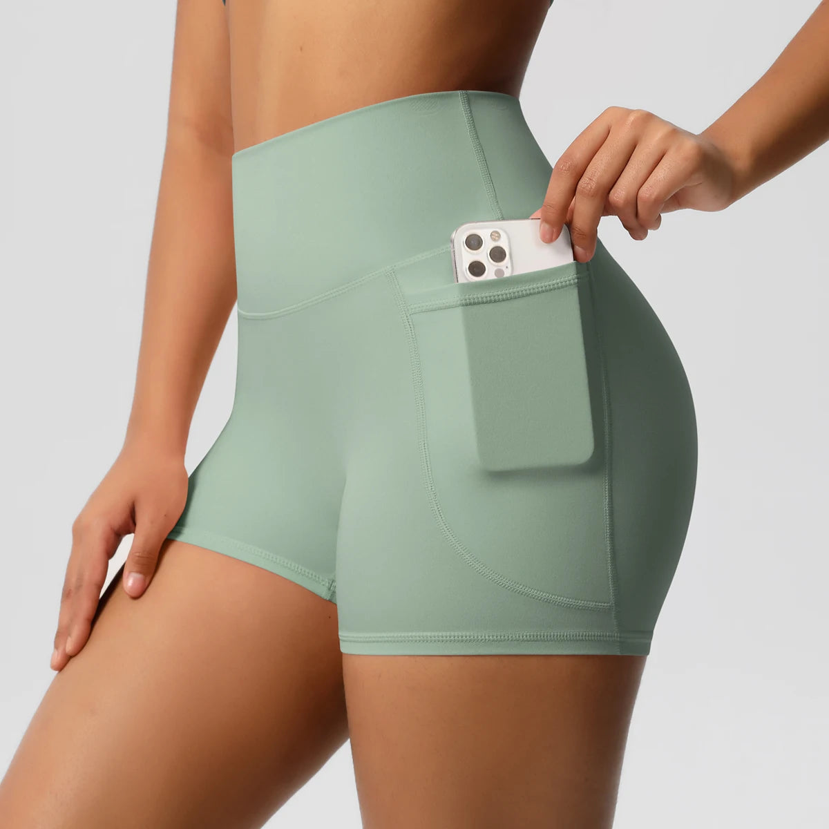 Bellanica - High-waist pocketed squat-proof shorts