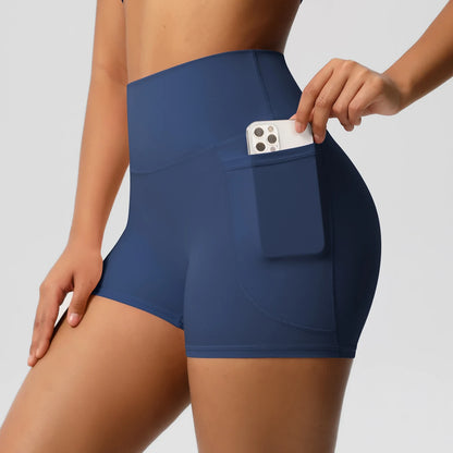 Bellanica - High-waist pocketed squat-proof shorts