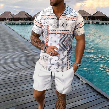 Bellanica - Men's 3D Print Polo Short Set