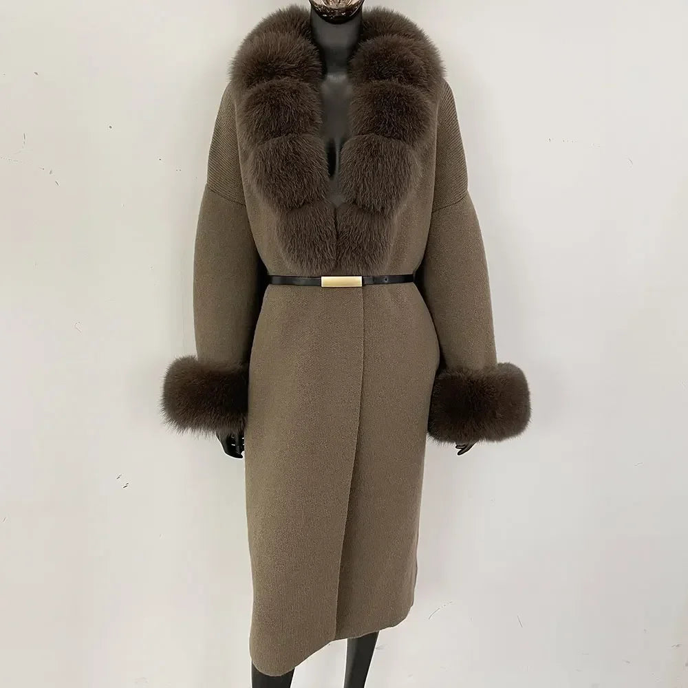 Bellanica - Real Fox Fur Jacket Long Knitwea