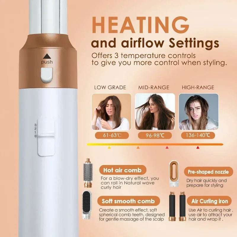 5-in-1 Hair Styling Tool – Dryer, Curler & Straightener