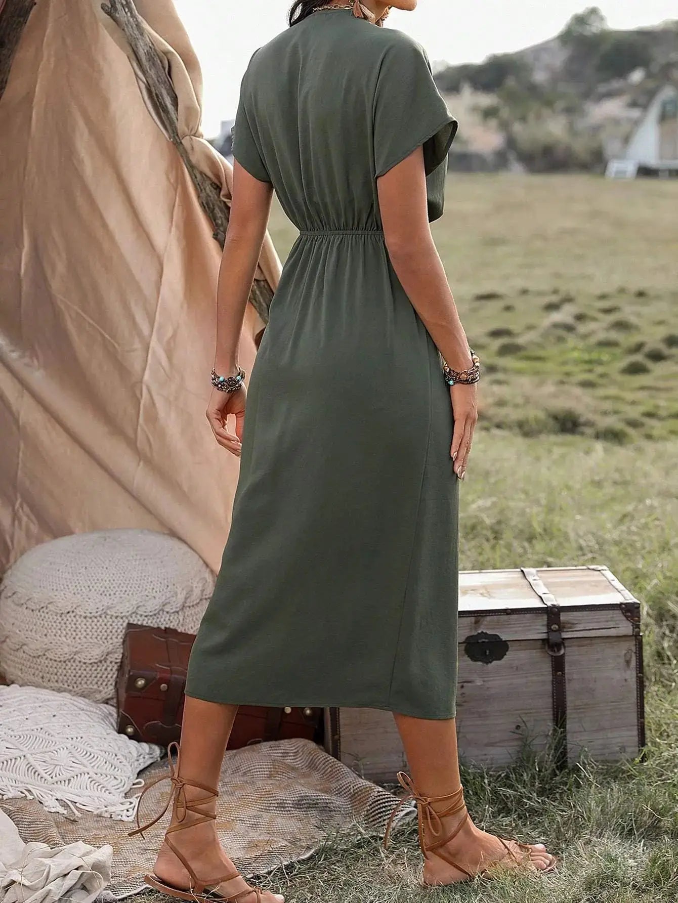 Bellenica - Elegant Summer V-Neck Wrap Dress