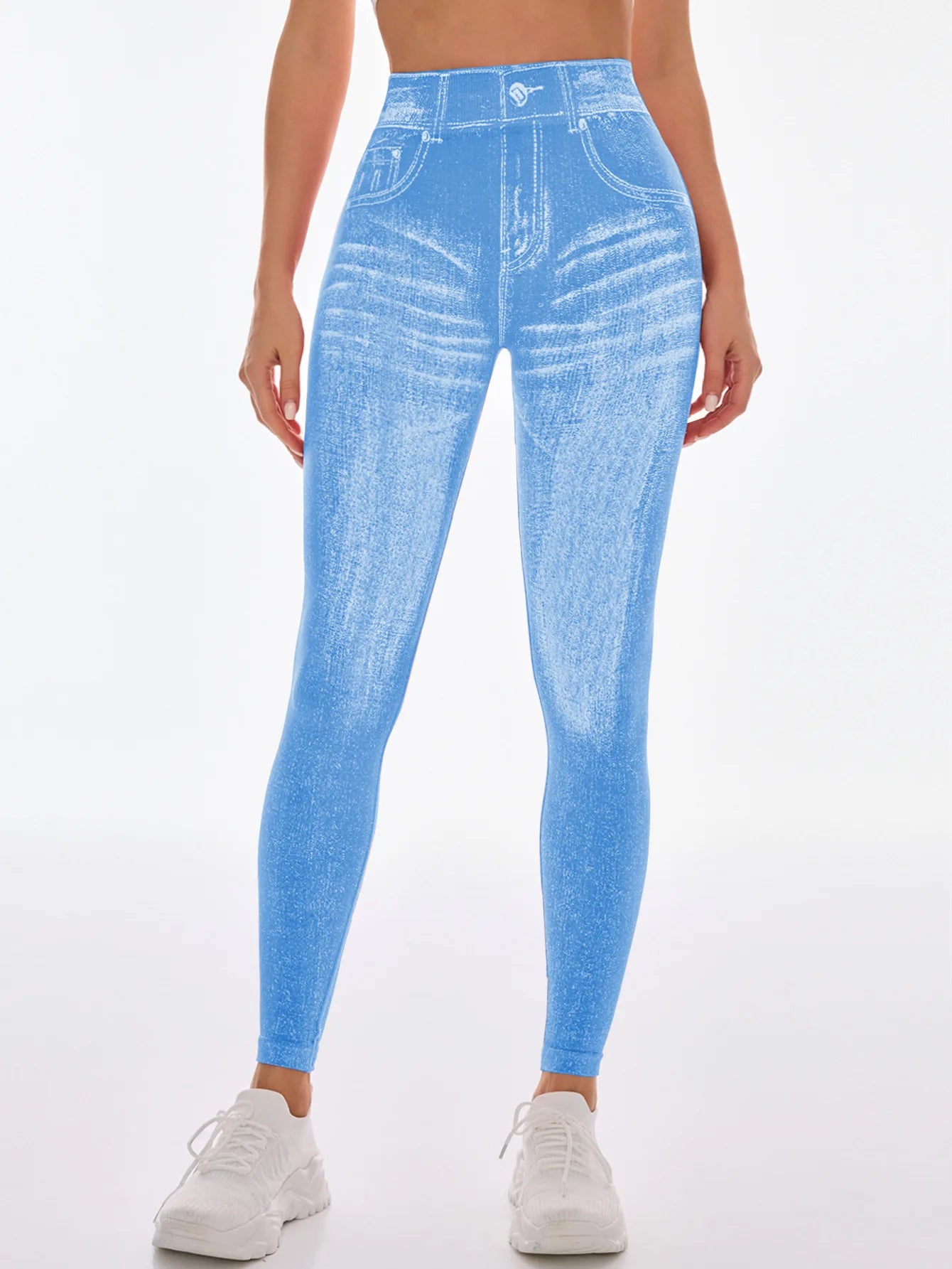 Bellanica - Faux Denim V-Back Gym Leggings