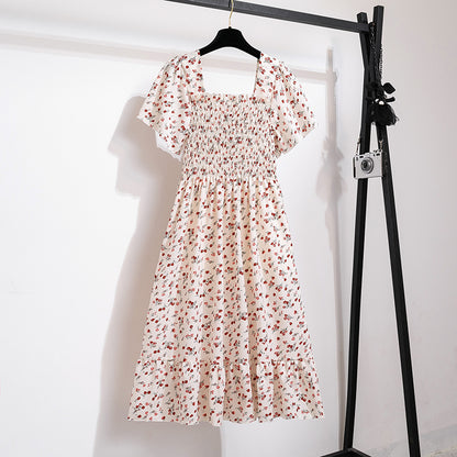 Bellanica - Floral Chiffon Pleated Midi Dress