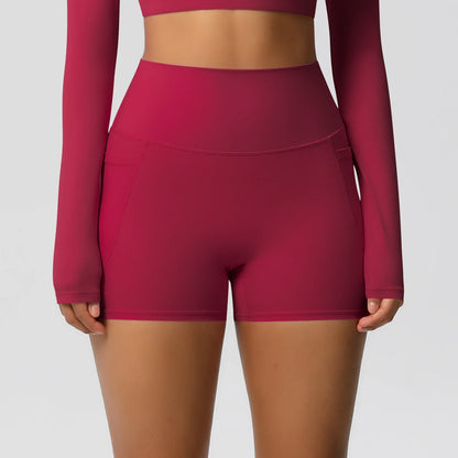 Bellanica - High-waist pocketed squat-proof shorts