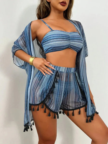 Tassel Bikini Set with Cover-Up