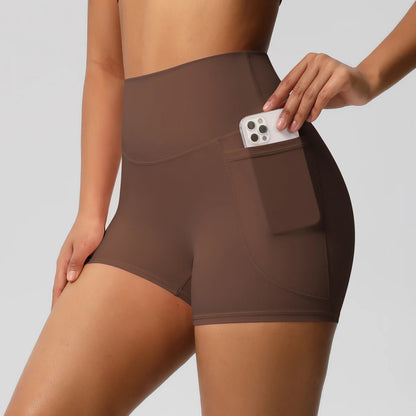 Bellanica - High-waist pocketed squat-proof shorts