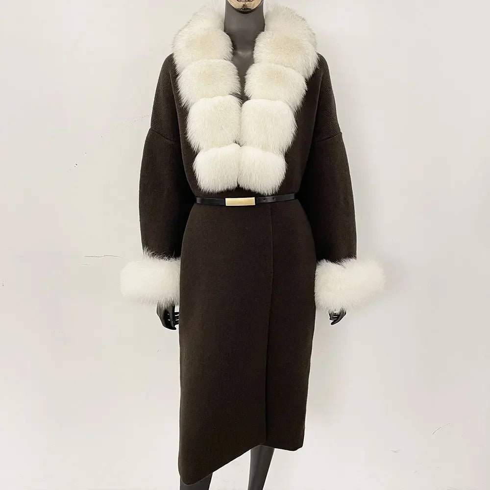 Bellanica - Real Fox Fur Jacket Long Knitwea