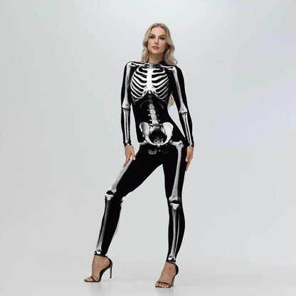 Bellanica - White Skeleton Halloween Cosplay Bodysuit