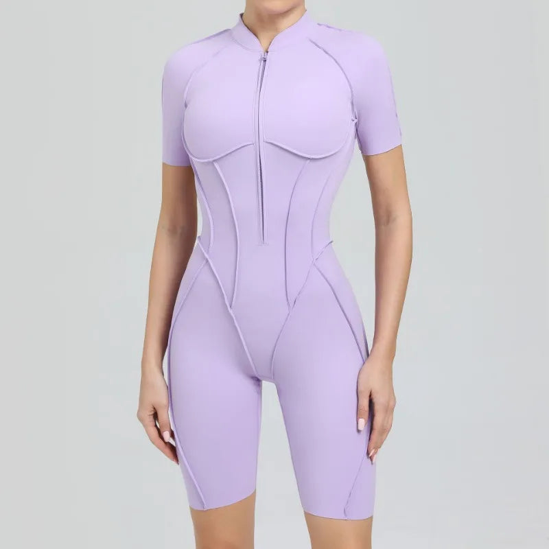 Bellanica - Seamless Zipper Yoga Gym Jumpsuit