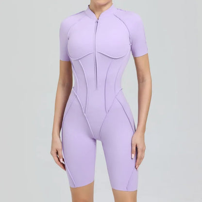 Bellanica - Seamless Zipper Yoga Gym Jumpsuit