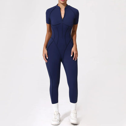 Bellanica - Seamless Zipper Yoga Gym Jumpsuit