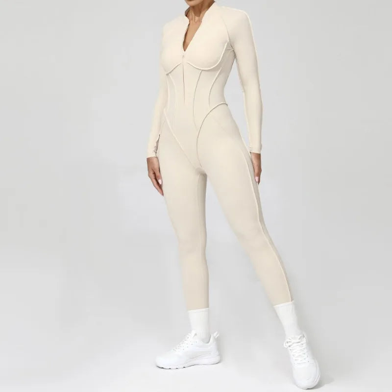 Bellanica - Seamless Zipper Yoga Gym Jumpsuit