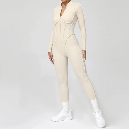 Bellanica - Seamless Zipper Yoga Gym Jumpsuit