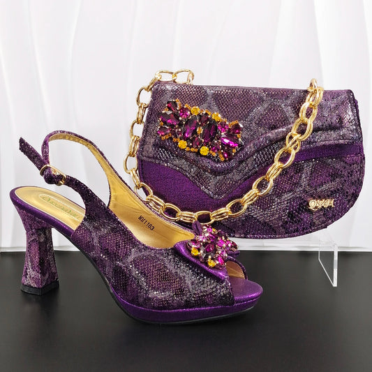 Rhinestone Heels with Matching Bag