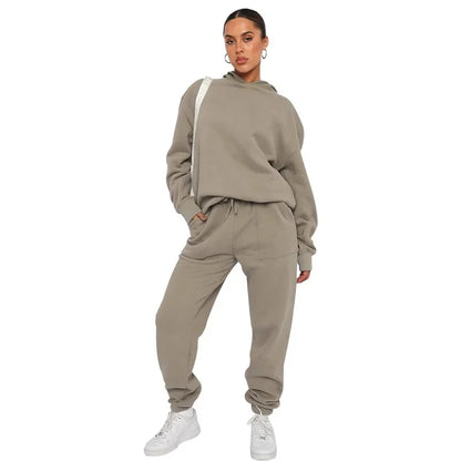 Bellanica - Women's Solid Hooded Sweatshirt Set
