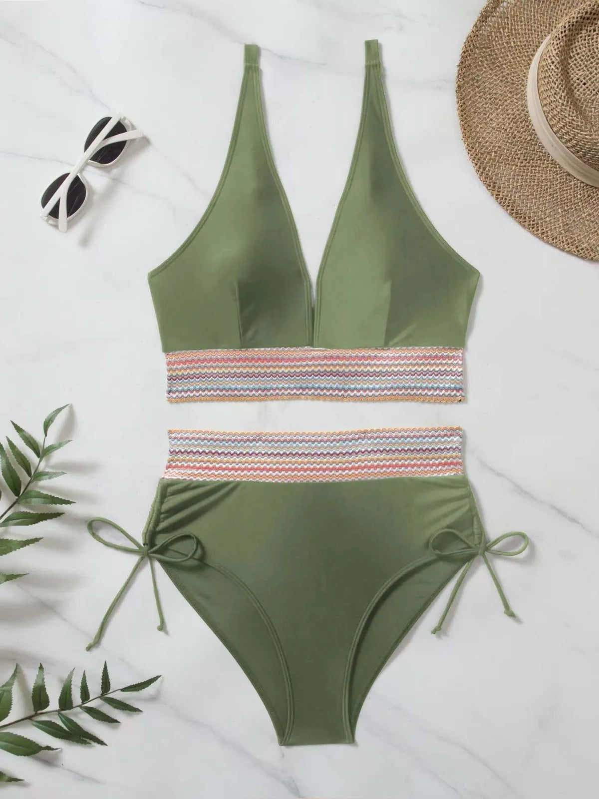 Bellanica - Drawstring High-Waist Bikini Set