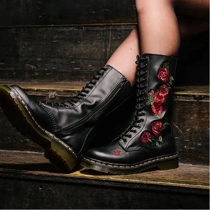 Bellanica - Embroidered leather winter boots