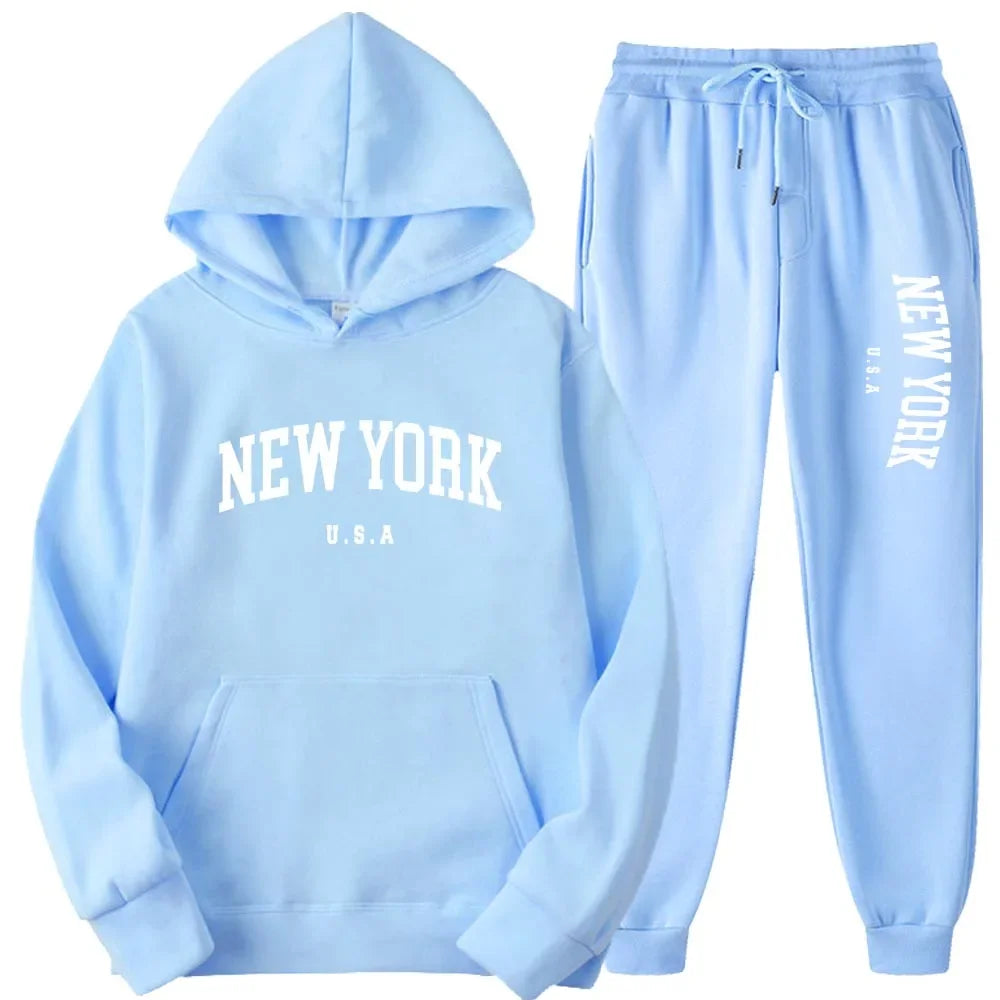 Bellanica - New York Print Casual Hoodie Set