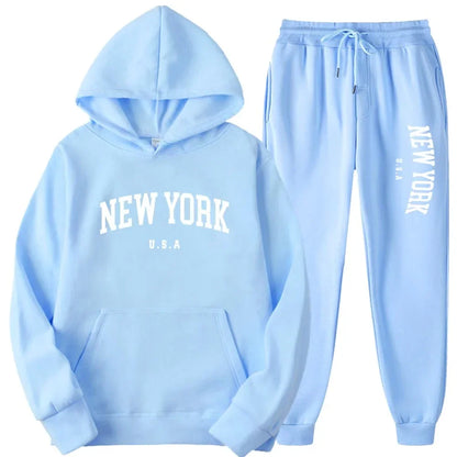 Bellanica - New York Print Casual Hoodie Set