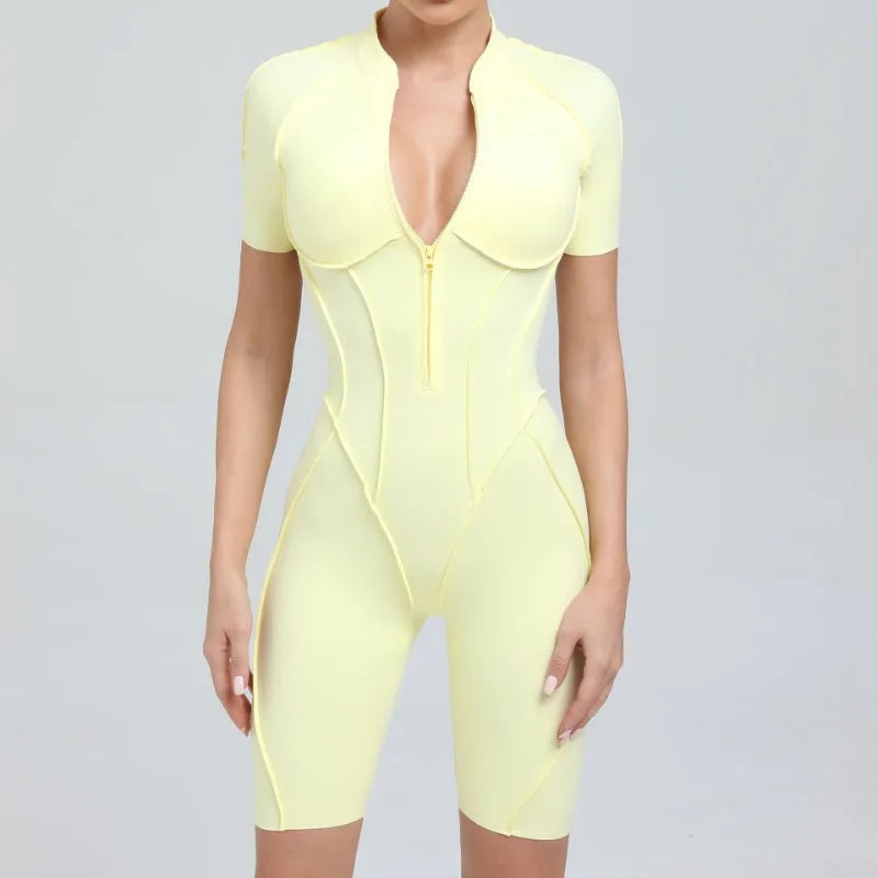 Bellanica - Seamless Zipper Yoga Gym Jumpsuit