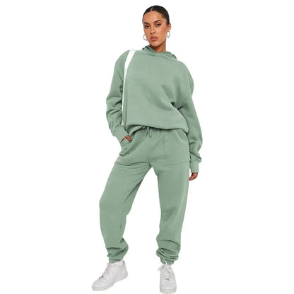 Bellanica - Women's Solid Hooded Sweatshirt Set