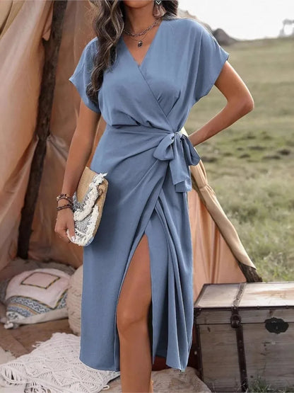 Bellenica - Elegant Summer V-Neck Wrap Dress